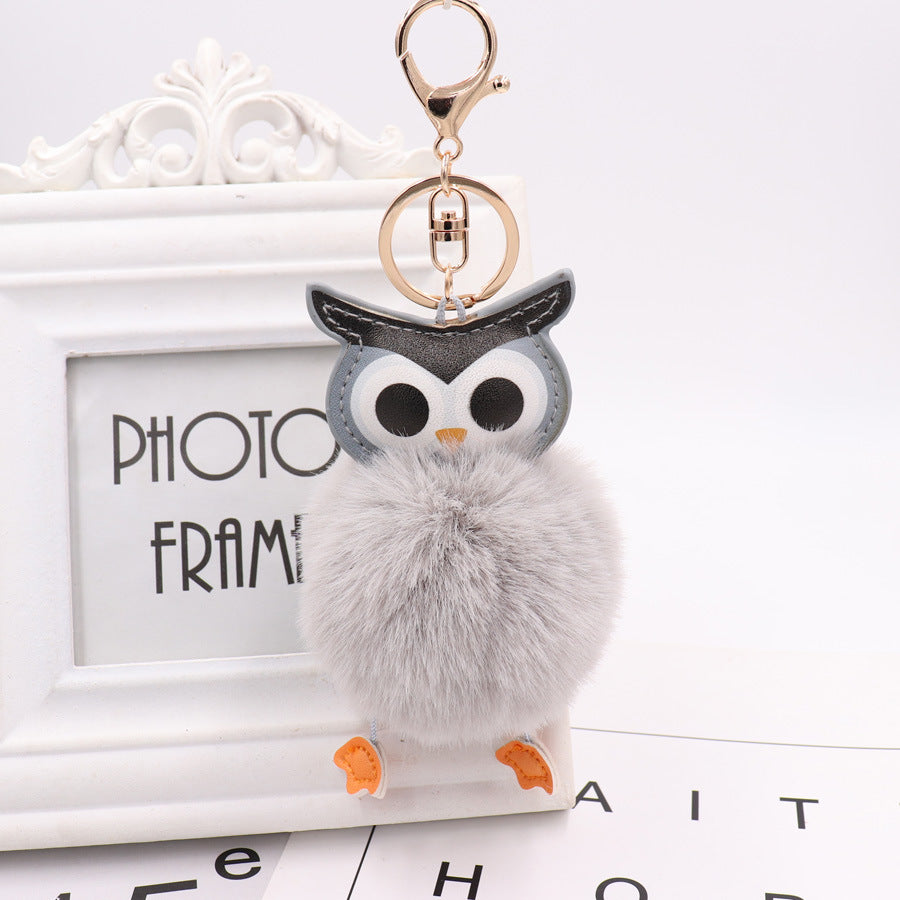 Plush Owl Keychains Fluffy Ball Key Ring For Backpack Bag Decoration Adorable Animal Accessory Unisex Keychain