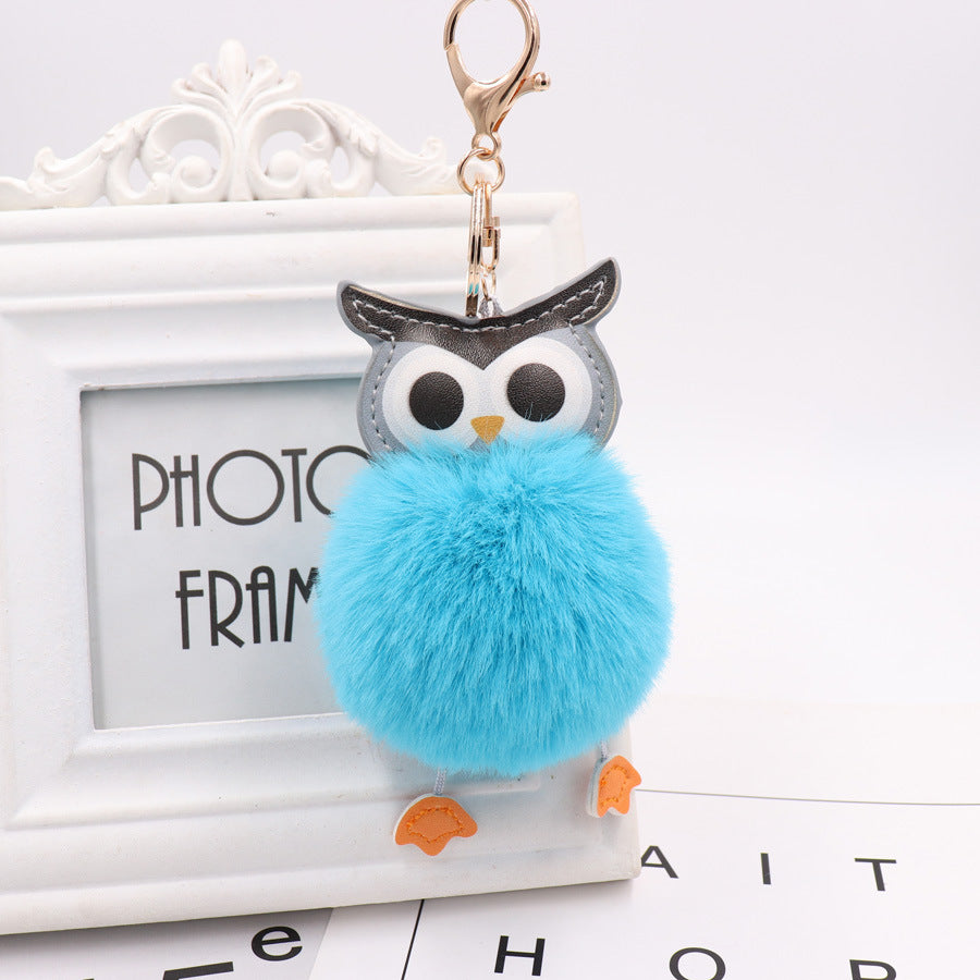 Plush Owl Keychains Fluffy Ball Key Ring For Backpack Bag Decoration Adorable Animal Accessory Unisex Keychain