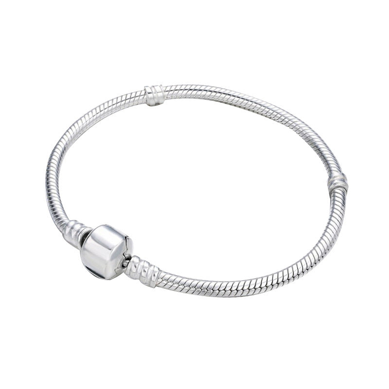 Unisex Beaded Bracelet Silver Plated Copper Round Snake Bone Chain Fashion Bracelet For Traveling And Business