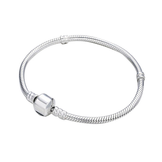 Unisex Beaded Bracelet Silver Plated Copper Round Snake Bone Chain Fashion Bracelet For Traveling And Business