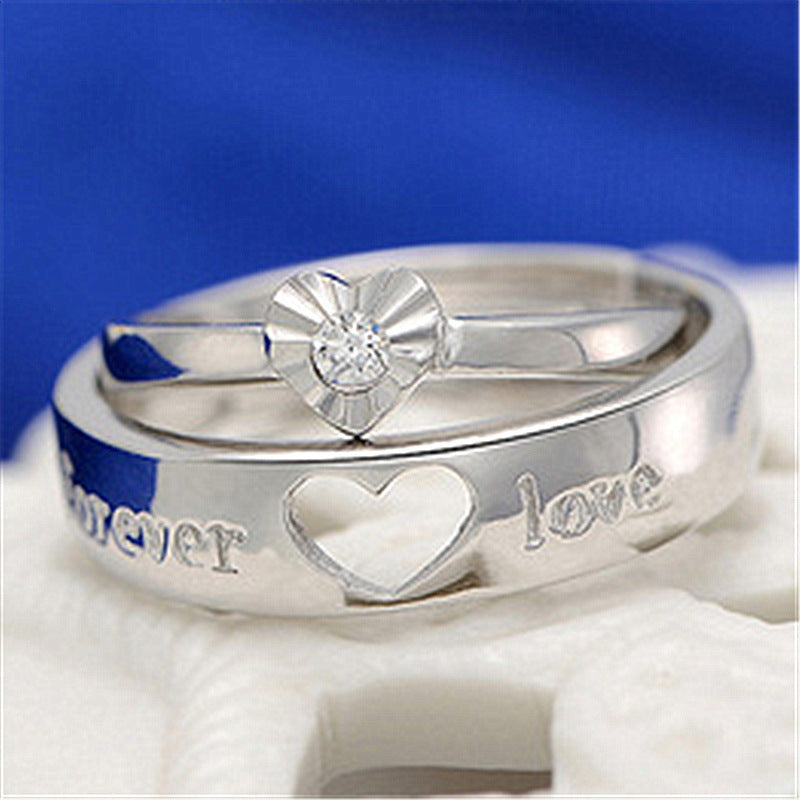 Couple Rings Copper Heart Matching Korean Fashion Jewelry Lovely Heart Shaped Design Electroplated Anniversary