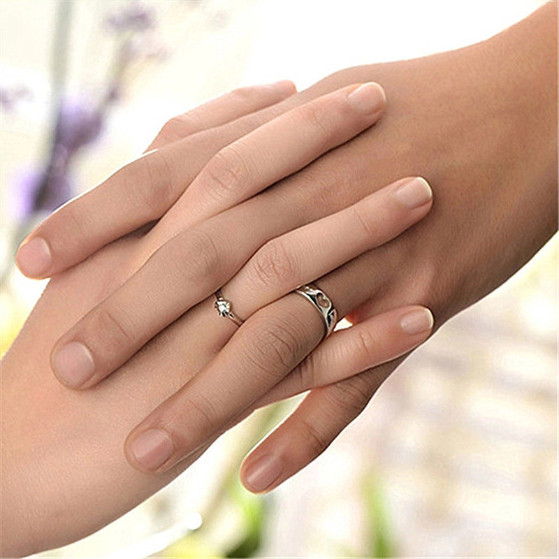 Couple Rings Copper Heart Matching Korean Fashion Jewelry Lovely Heart Shaped Design Electroplated Anniversary