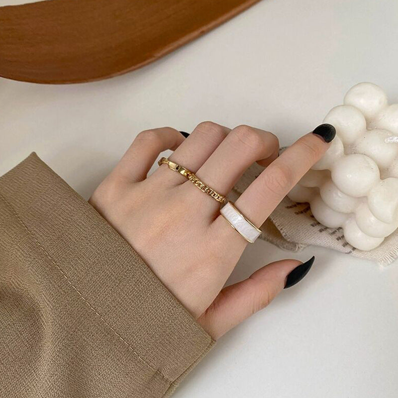 Three Piece Womens Stacking Rings Adjustable Gold Plated Geometric Open Rings Set Jewelry Collection For Women