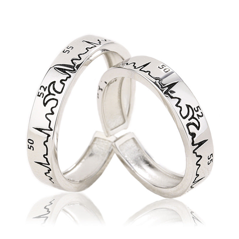 SterlingSilver Couple Rings 925 Simple Geometric Matching Bands Adjustable Opening Design Perfect Holiday Gift