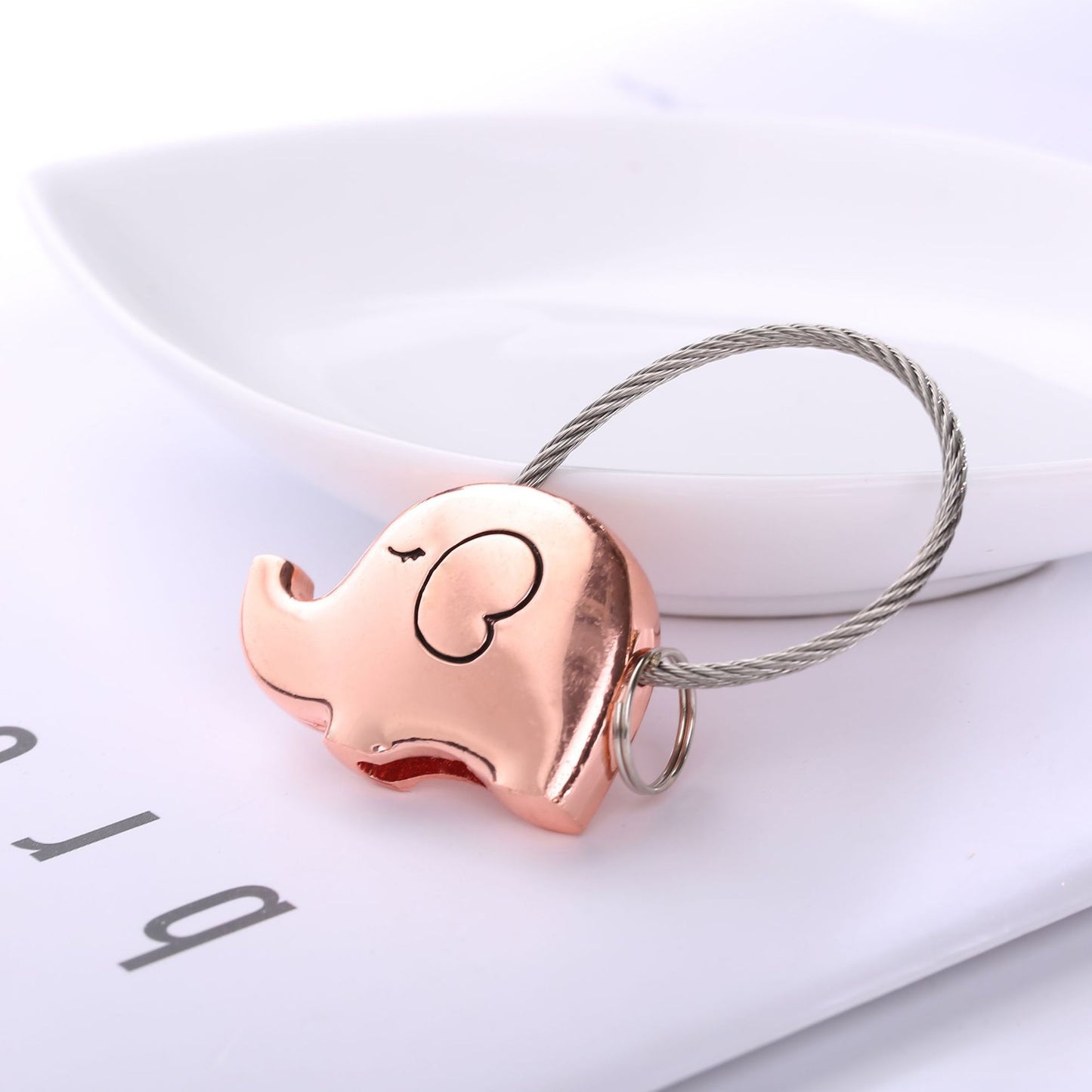 Couple Elephant Keychain Metal Car Pendant Unisex Zinc Alloy Crafts Wedding Gift Lovers Students Pink Elephant