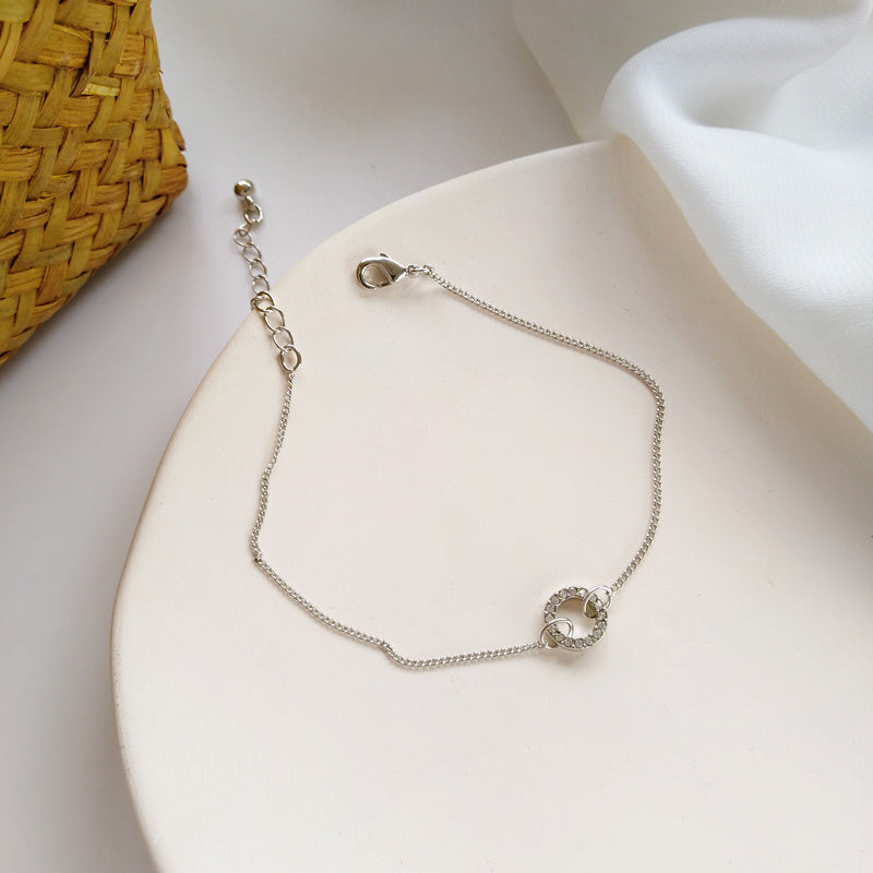 Geometric Circle Bracelet Silver Plated Gemstone Inlay