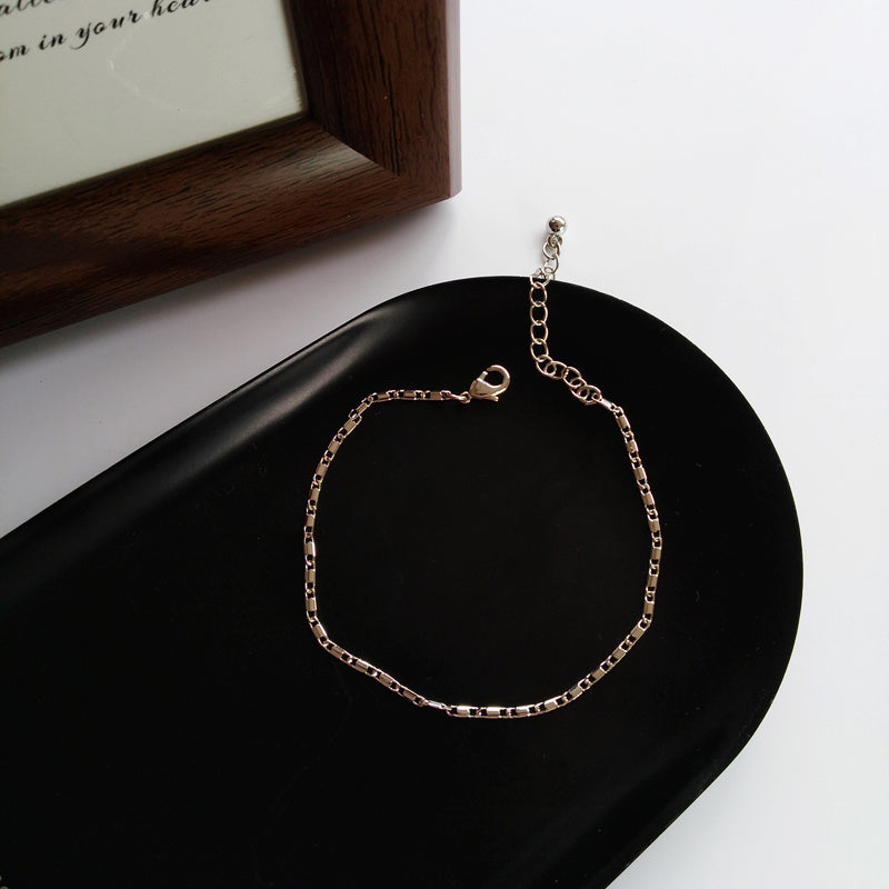 Geometric Circle Bracelet Silver Plated Gemstone Inlay