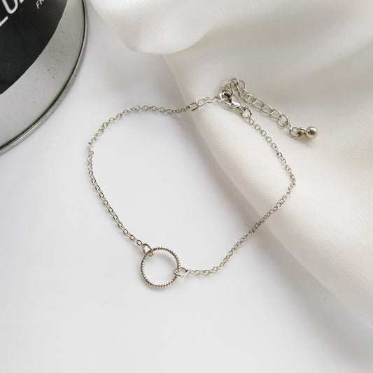 Geometric Circle Bracelet Silver Plated Gemstone Inlay