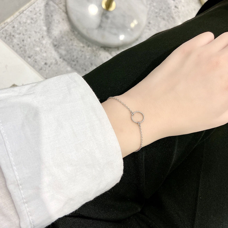 Geometric Circle Bracelet Silver Plated Gemstone Inlay