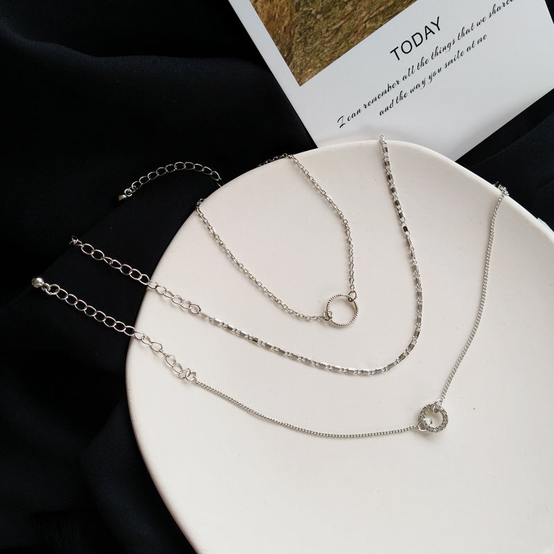 Geometric Circle Bracelet Silver Plated Gemstone Inlay