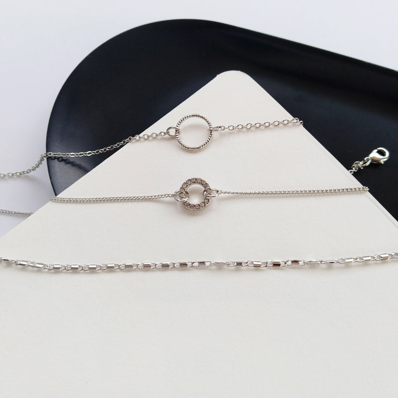 Geometric Circle Bracelet Silver Plated Gemstone Inlay