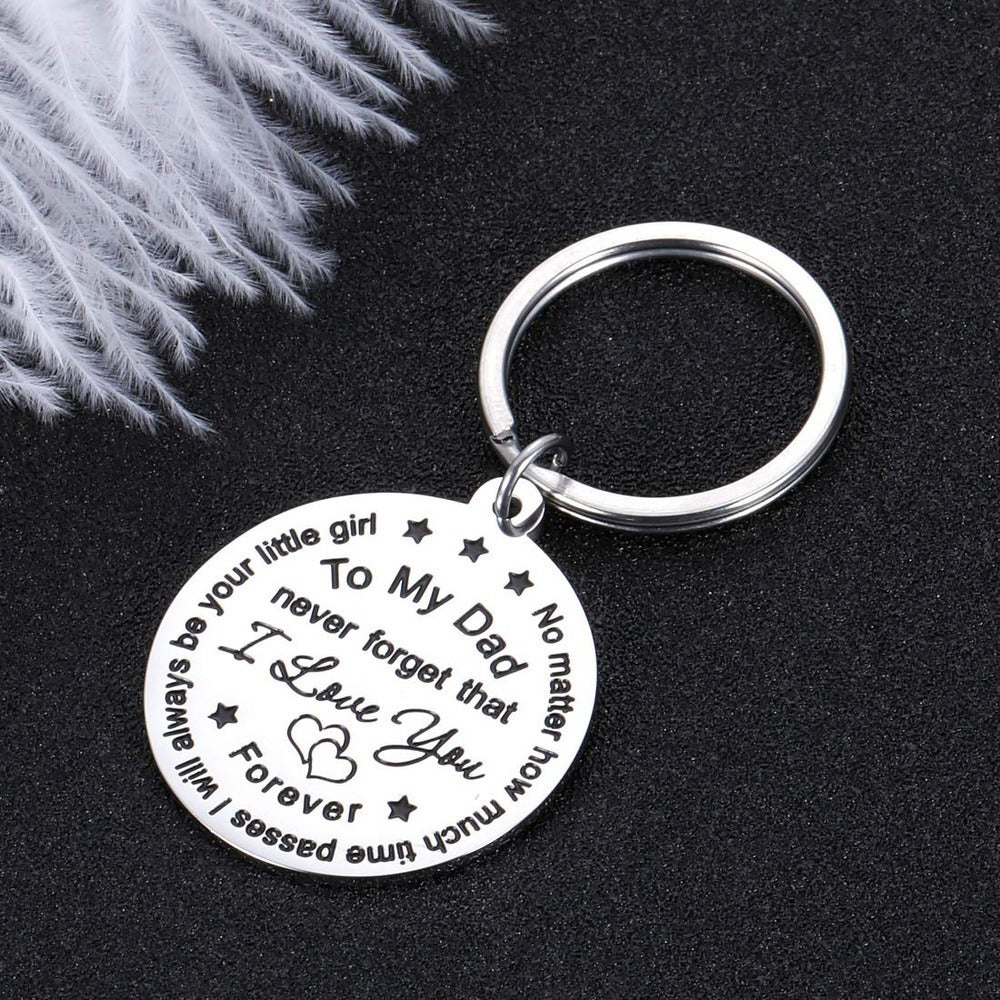 Personalized Engraved Keychain Polished Steel Key Ring Custom Laser Engraving Keepsake Present For Parents Day