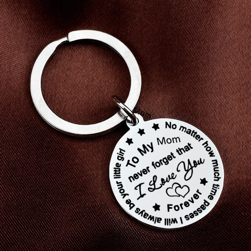 Personalized Engraved Keychain Polished Steel Key Ring Custom Laser Engraving Keepsake Present For Parents Day
