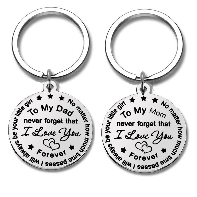 Personalized Engraved Keychain Polished Steel Key Ring Custom Laser Engraving Keepsake Present For Parents Day