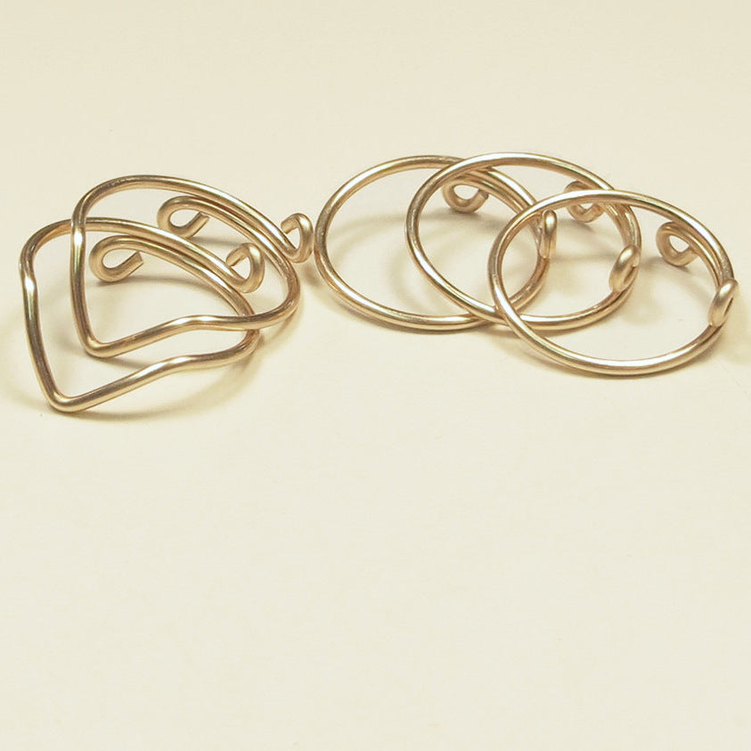 Five Piece Ring Set Adjustable Knuckle Rings Gold Alloy Electroplated Fashion Jewelry Tail Ring Joint Easy Wear