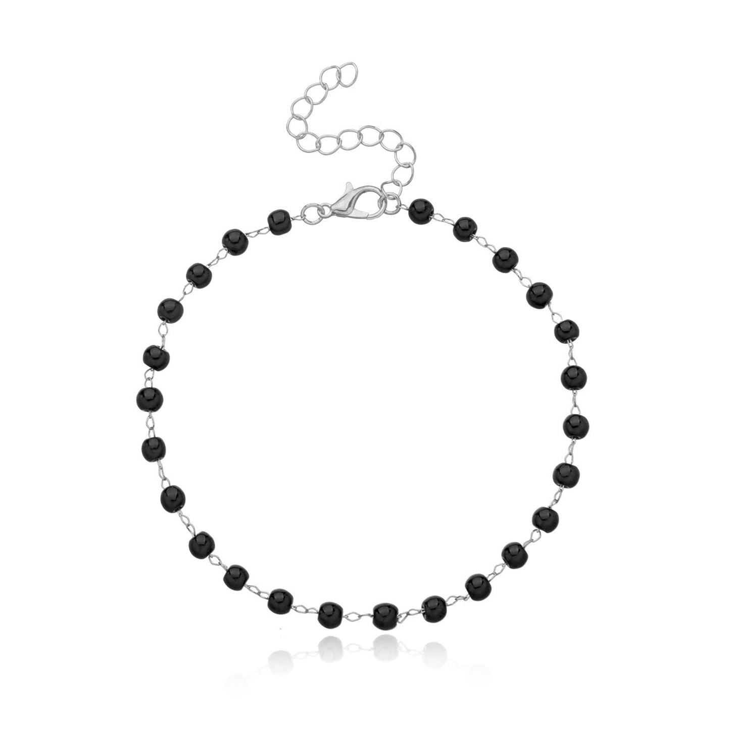 Womens Anklet Geometric Alloys Anklet With Black Glass Beads For Women Girls Wedding Jewelry Elegance Everyday