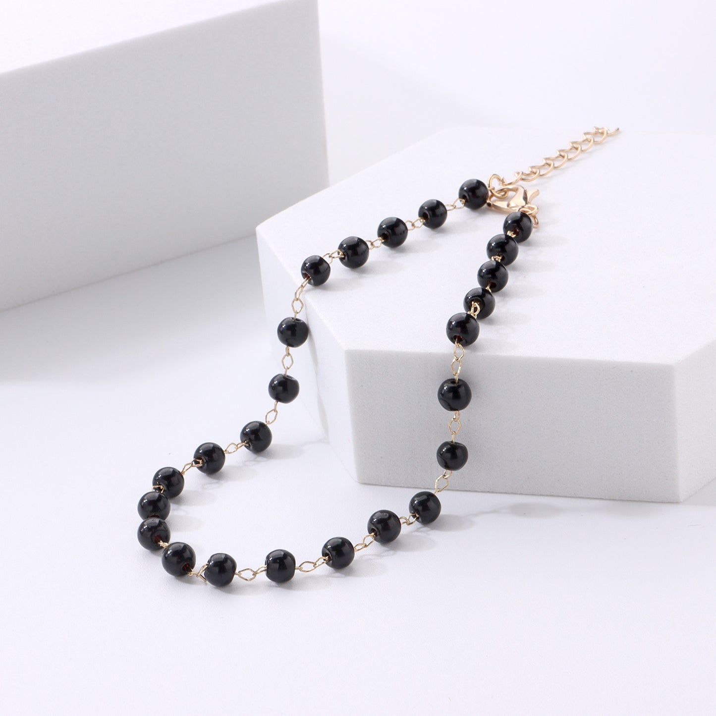 Womens Anklet Geometric Alloys Anklet With Black Glass Beads For Women Girls Wedding Jewelry Elegance Everyday