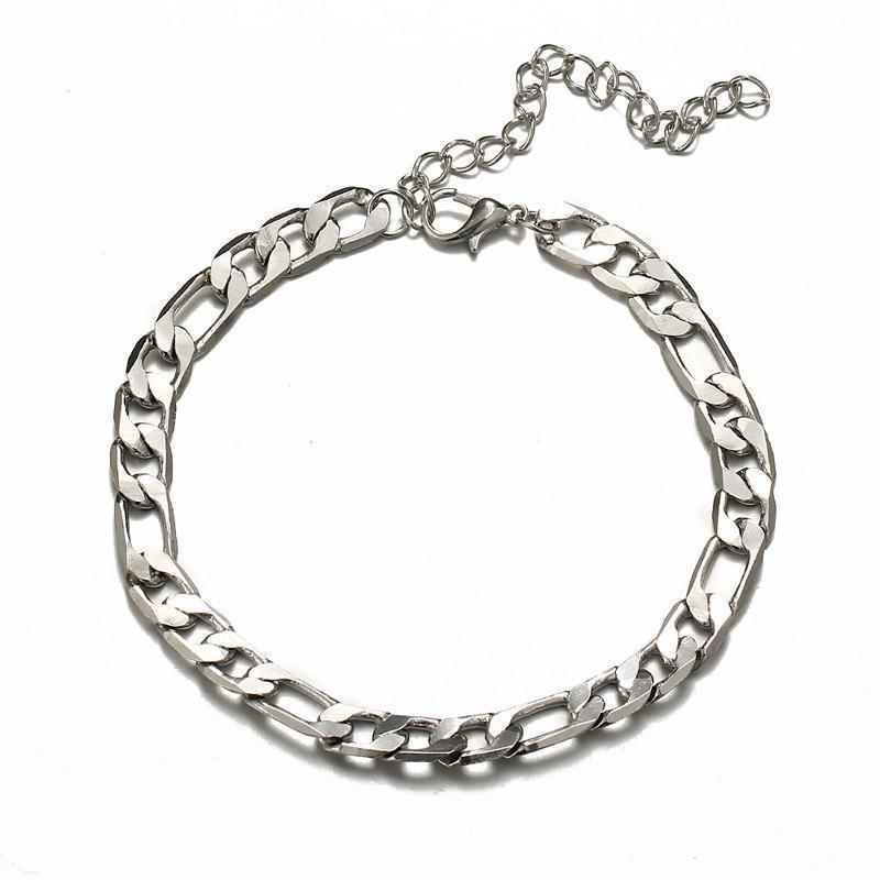 Womens Figaro Chain Bracelet Geometric Alloy Metal Jewelry Minimalist Design For Anniversary Celebration Travel Gift