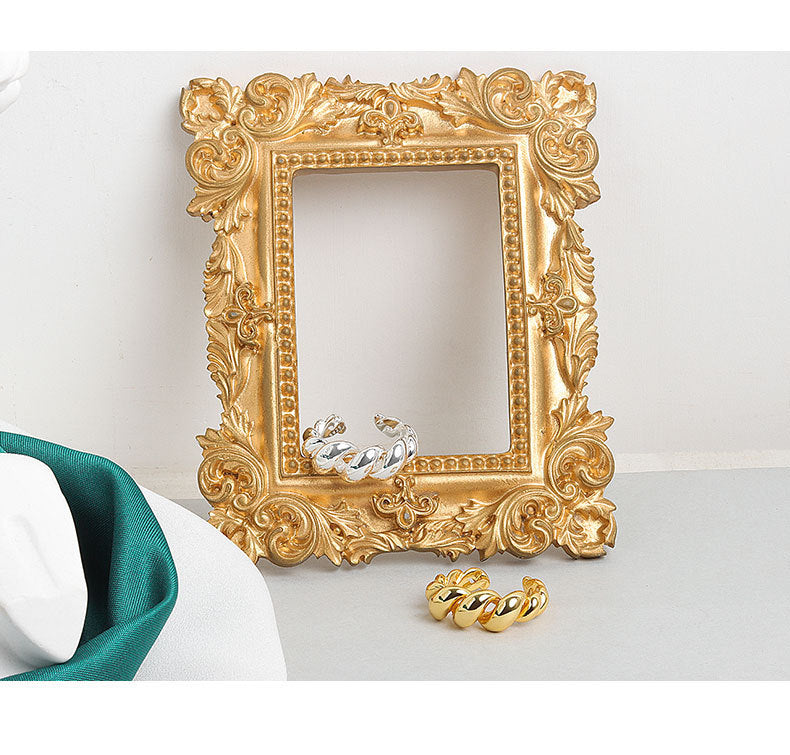 Womens Open Ring Adjustable Wave Design Gold Plated Copper Twisted Band European Fashion Jewelry Gifts for Her