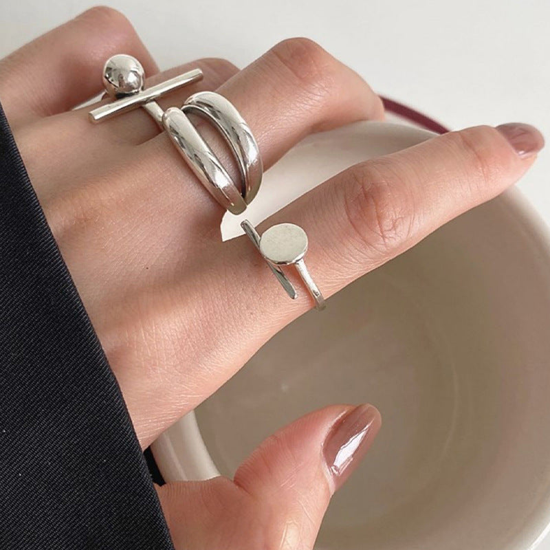 Silver Geometric Open Ring For Women Korean Style Trendy Index Finger Ring Gift Jewelry For Holiday Gift Ideas