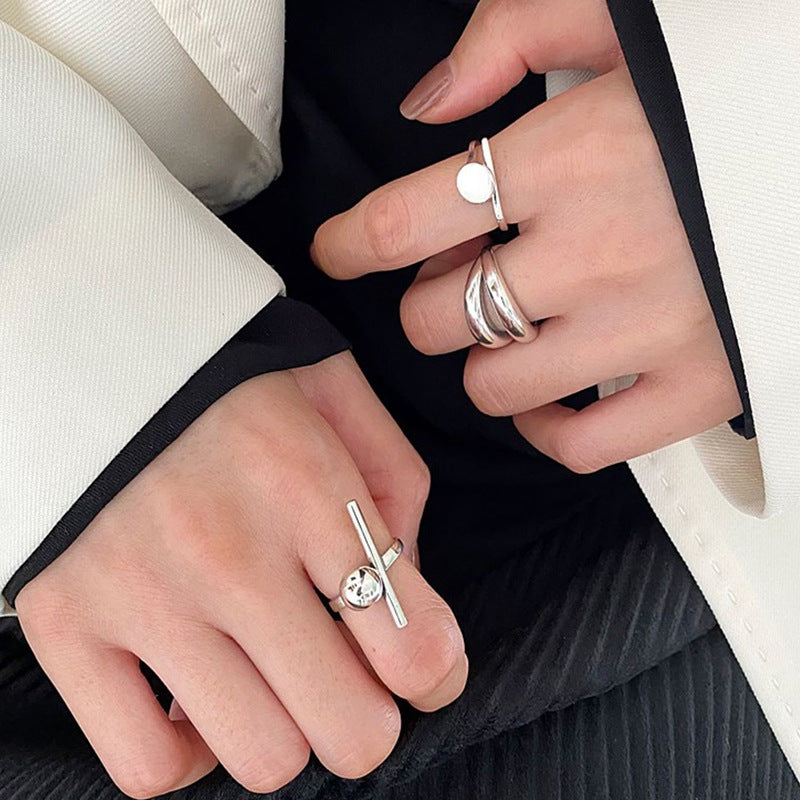 Silver Geometric Open Ring For Women Korean Style Trendy Index Finger Ring Gift Jewelry For Holiday Gift Ideas