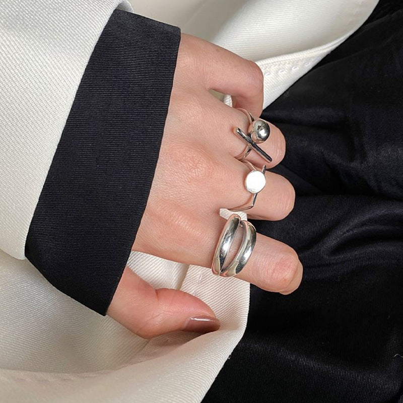 Silver Geometric Open Ring For Women Korean Style Trendy Index Finger Ring Gift Jewelry For Holiday Gift Ideas