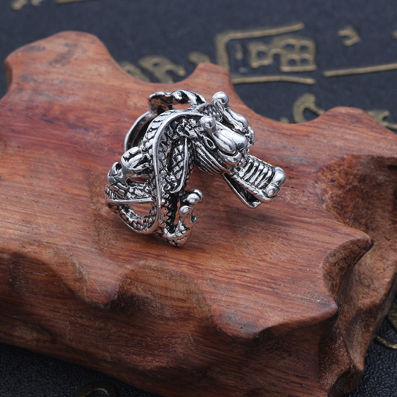 Men Dragon Ring Adjustable Alloy Retro Japanese Korean Style Statement Band Jewelry For Men Cool Dragon Unique Gift