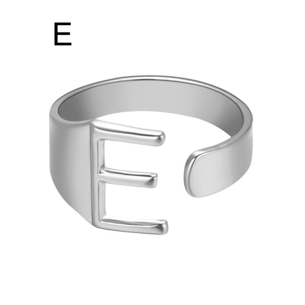 Womens Adjustable Alphabet Letter Ring Open Ring Gold Alloy A To Z European American Style For Everyday Wear Chic