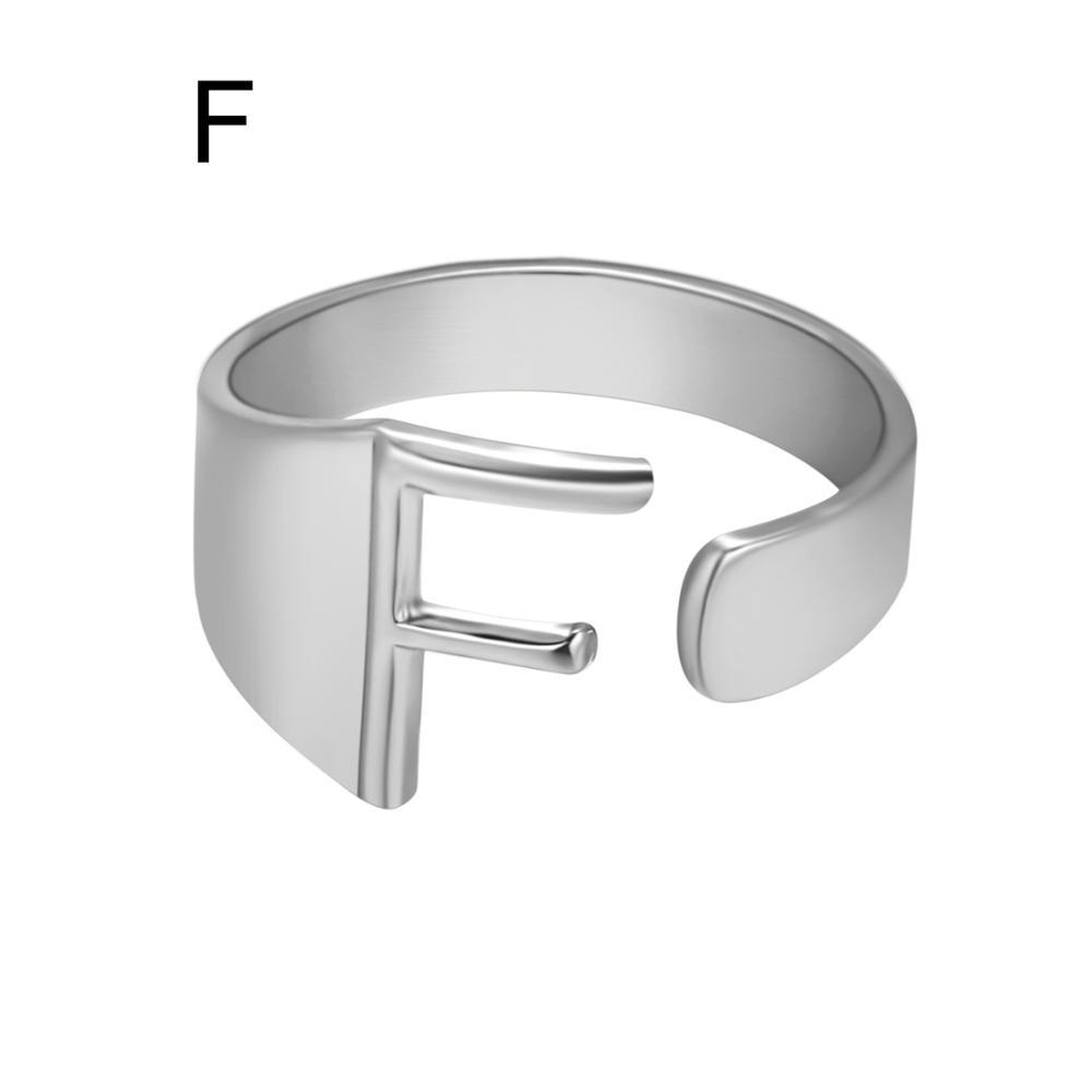 Womens Adjustable Alphabet Letter Ring Open Ring Gold Alloy A To Z European American Style For Everyday Wear Chic