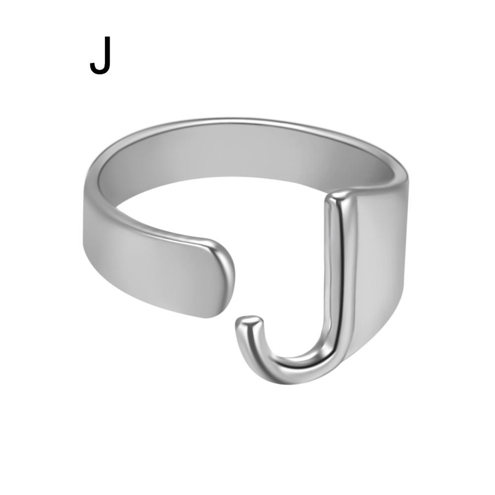 Womens Adjustable Alphabet Letter Ring Open Ring Gold Alloy A To Z European American Style For Everyday Wear Chic