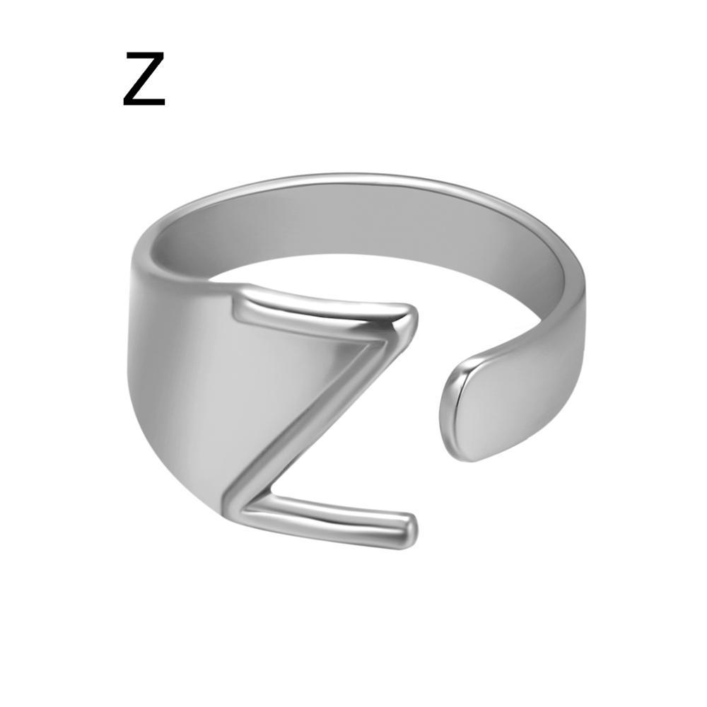 Womens Adjustable Alphabet Letter Ring Open Ring Gold Alloy A To Z European American Style For Everyday Wear Chic