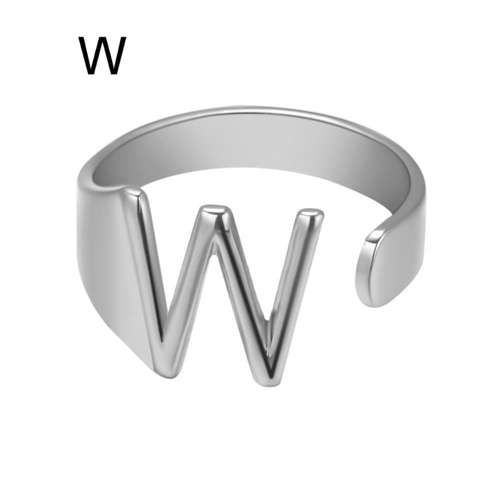 Womens Adjustable Alphabet Letter Ring Open Ring Gold Alloy A To Z European American Style For Everyday Wear Chic