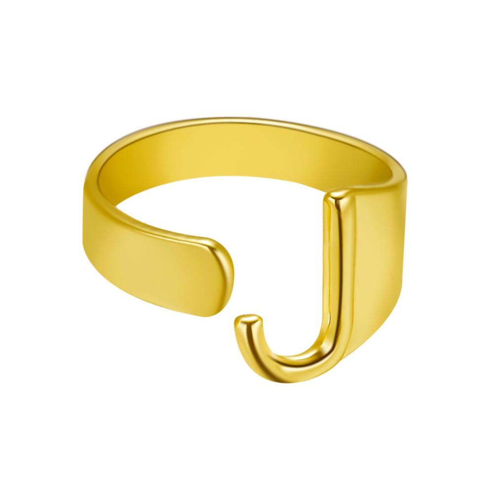 Womens Adjustable Alphabet Letter Ring Open Ring Gold Alloy A To Z European American Style For Everyday Wear Chic
