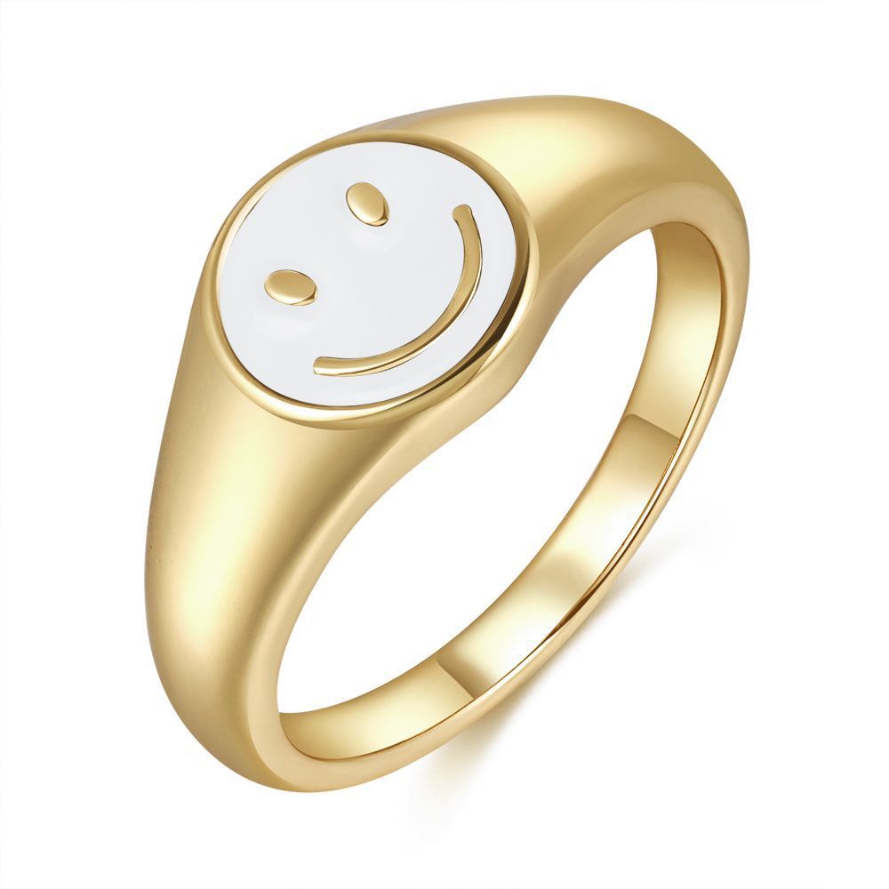 Simple Womens Brass 18K Gold Plated Drip Ring Heart Shape Retro Fashion Jewelry For Everyday Wear Gift Classic Style
