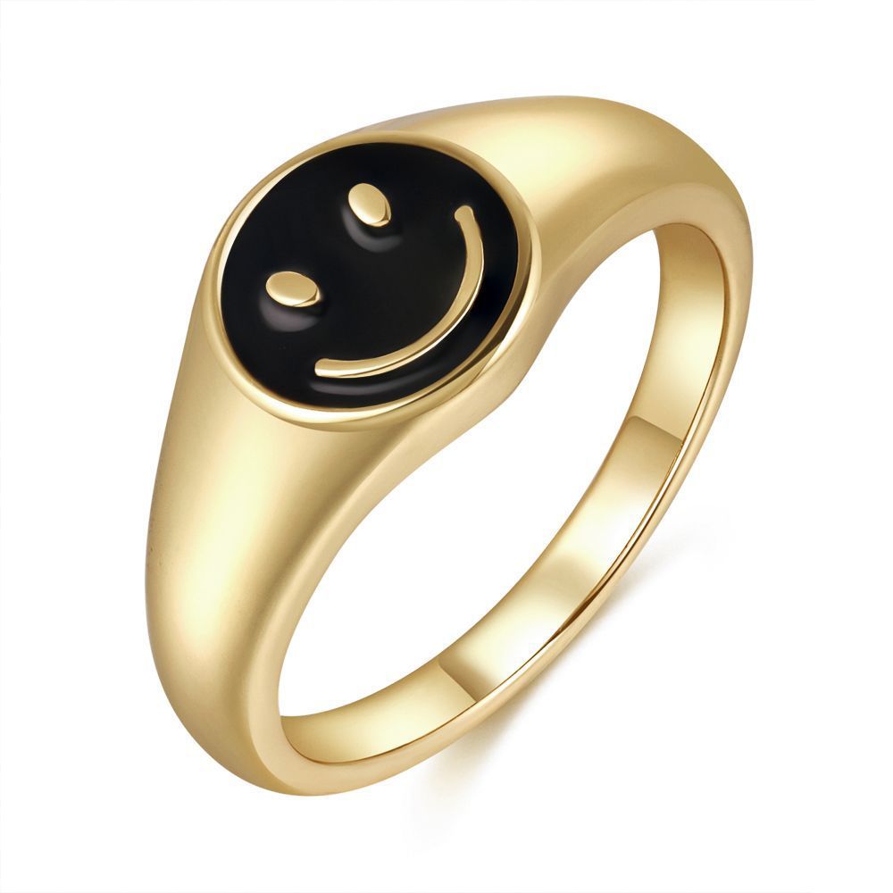 Simple Womens Brass 18K Gold Plated Drip Ring Heart Shape Retro Fashion Jewelry For Everyday Wear Gift Classic Style