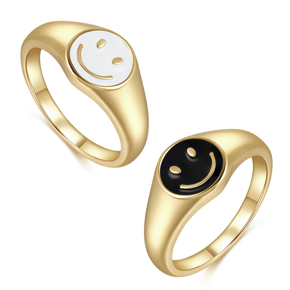 Simple Womens Brass 18K Gold Plated Drip Ring Heart Shape Retro Fashion Jewelry For Everyday Wear Gift Classic Style