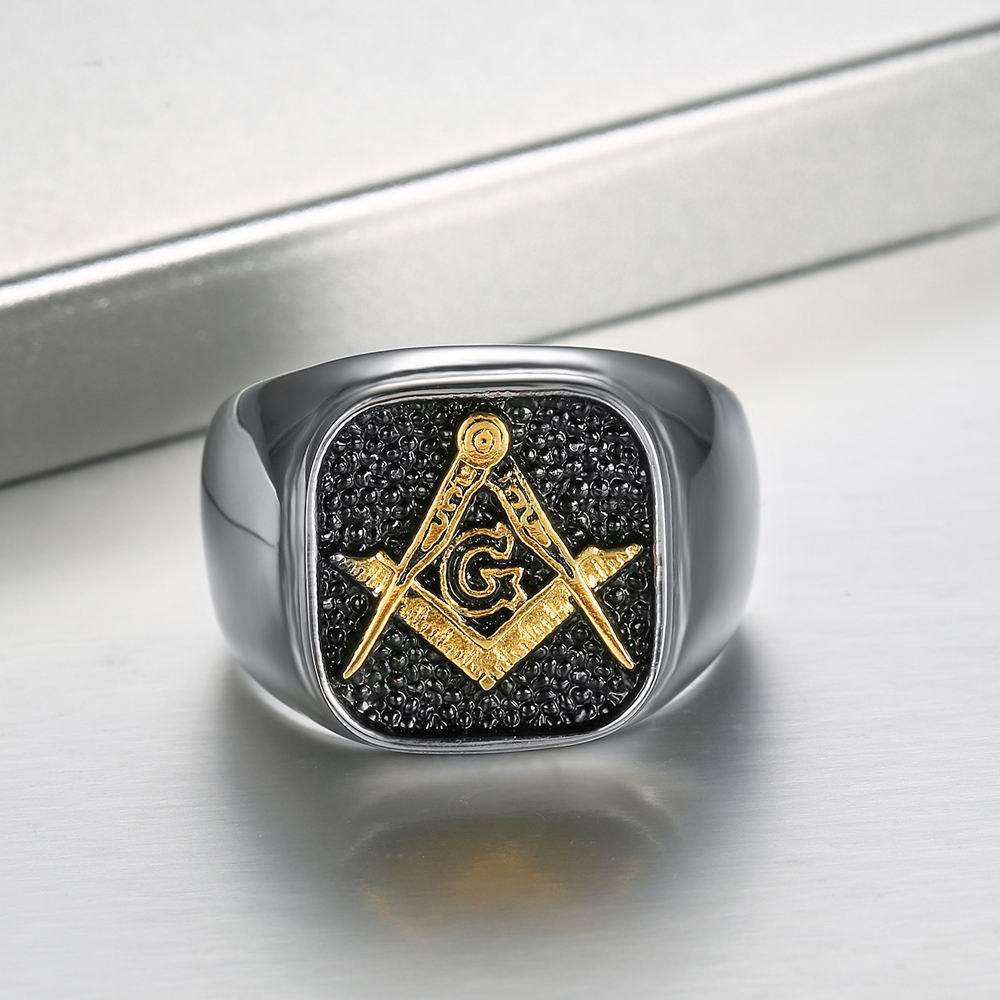 Mens Religious Totem Ring Titanium Steel Geometric Design Durable Classic Fashion Jewelry For Men EverydayWear