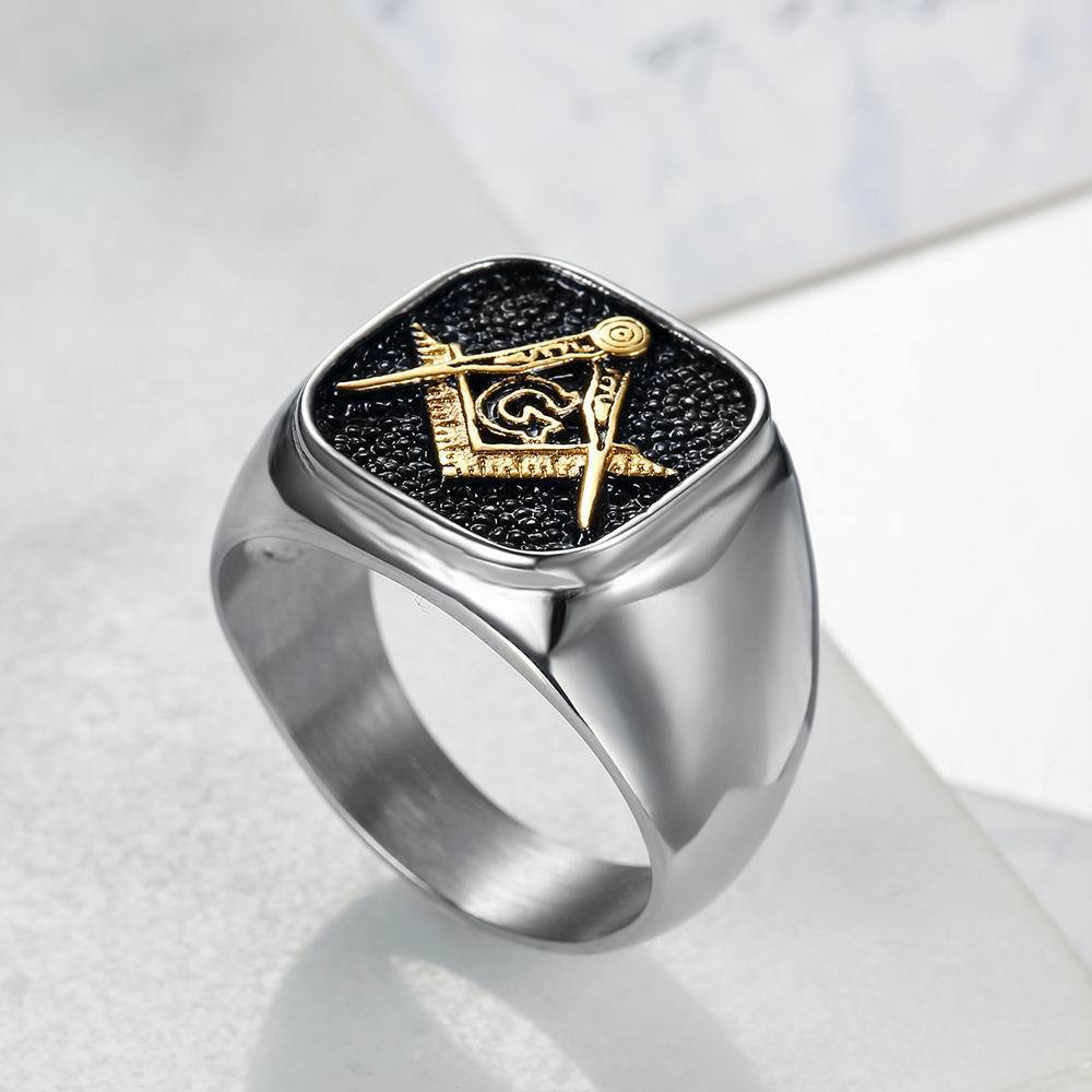 Mens Religious Totem Ring Titanium Steel Geometric Design Durable Classic Fashion Jewelry For Men EverydayWear
