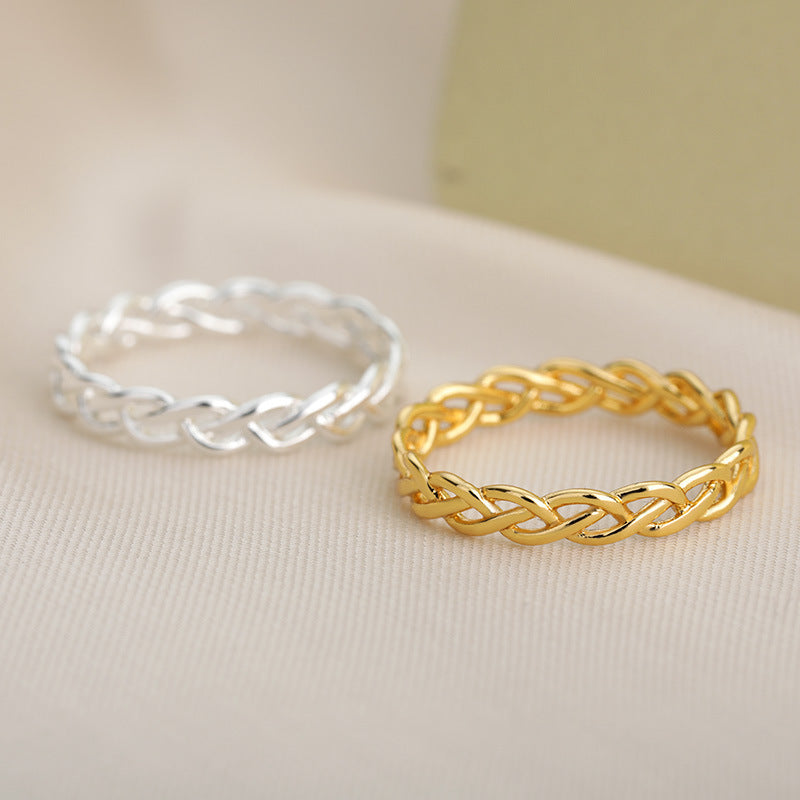 Stainless Steel Ring for Women Twisted Interwoven Design Fashion Jewelry Gift Gold or Silver New European Style