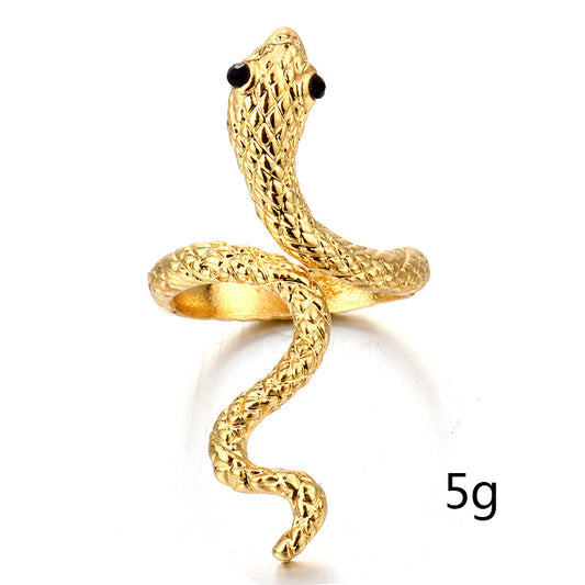 Unisex Animal Ring Exaggerated Snake Ring Punk Retro Alloy Ring European And American Individually Packed Fair