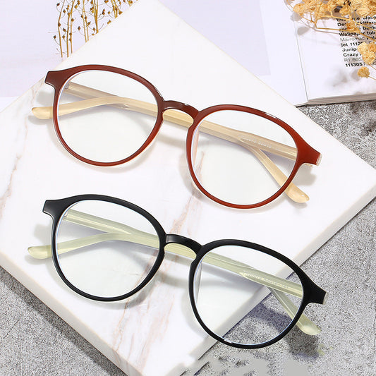 Unisex TR90 Full Frame Retro Round Reading Glasses With Flat Mirror Design For Vision Correction And Everyday Comfort