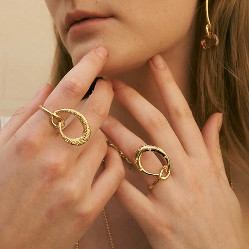 Micro-Inlaid Zircon Index Finger Ring