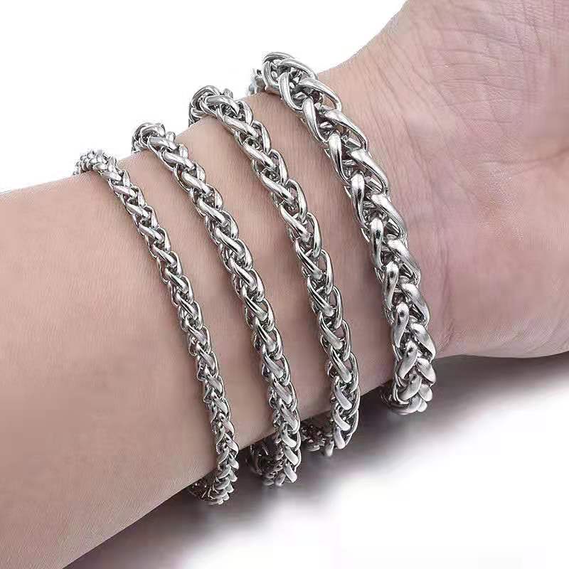 Men Titanium Steel Bracelet Geometric Flower Basket Design Polished Finish Bracelet Stylish Gift For Men Style