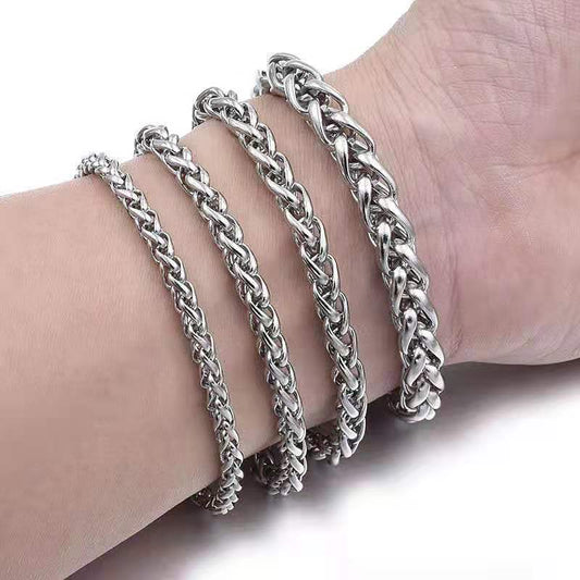 Men Titanium Steel Bracelet Geometric Flower Basket Design Polished Finish Bracelet Stylish Gift For Men Style
