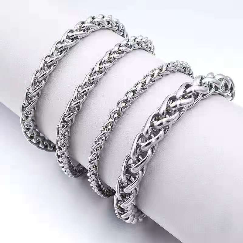 Men Titanium Steel Bracelet Geometric Flower Basket Design Polished Finish Bracelet Stylish Gift For Men Style