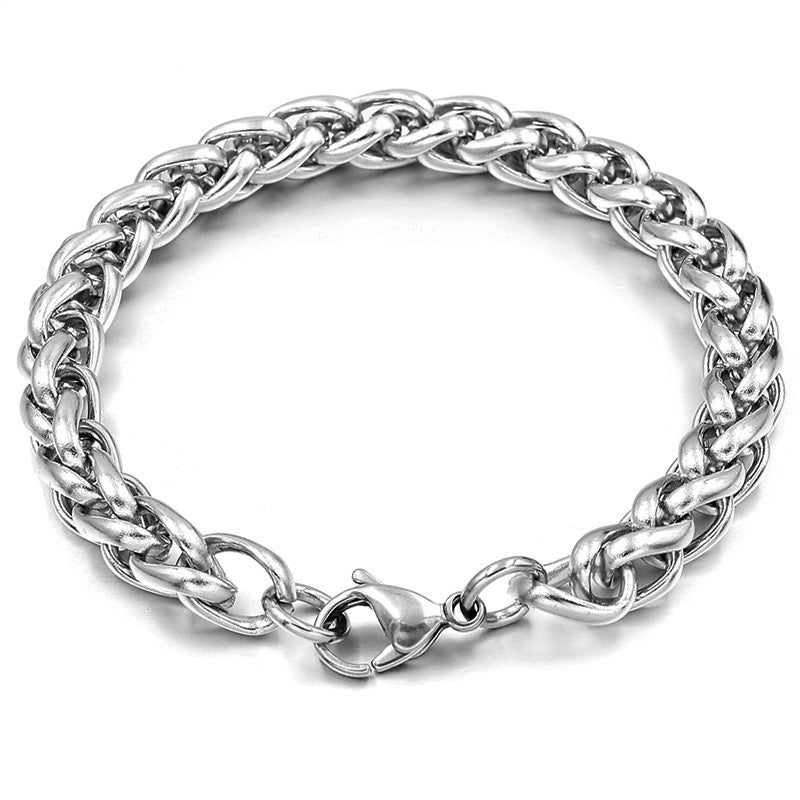Men Titanium Steel Bracelet Geometric Flower Basket Design Polished Finish Bracelet Stylish Gift For Men Style