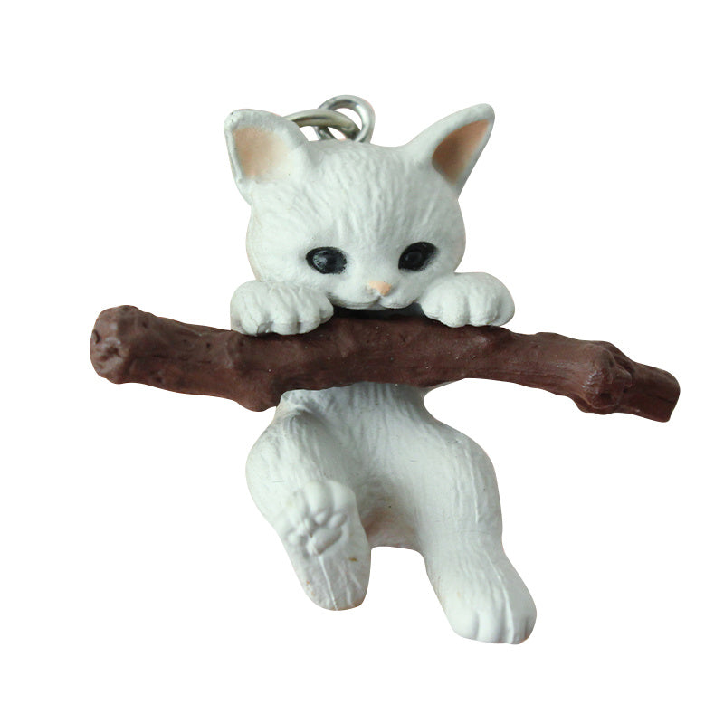 Cartoon Cat Keychain Twig Branch Pendant For Handbag Purse Car Bell Buckle Design Cute Kitty Charm Small Charm