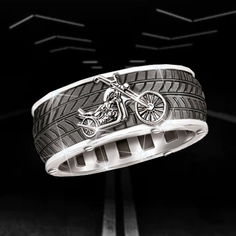 Unisex Motorcycle Ring Geometric Punk Style Alloy Jewelry Electroplated European American Fashion Birthday Gift