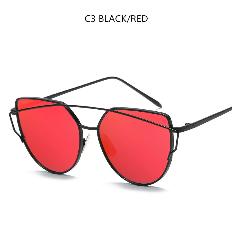 Womens Cat Eye Sunglasses Metal Frame Resin Lens Fashion Sunglasses Black Gray UV Protection Matte Finish Days