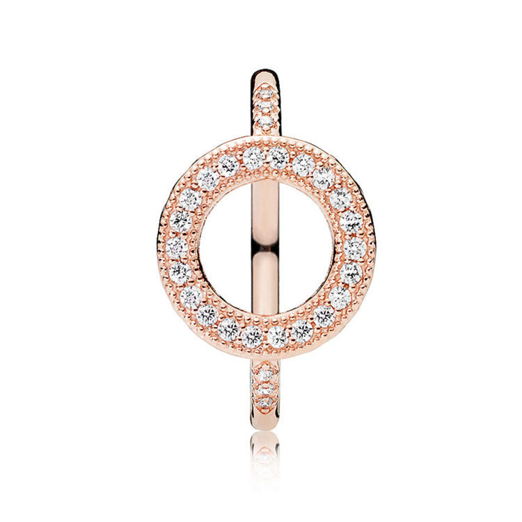 Electroplated Alloy Ring With Diamond Halo Individually Packed Trendy Design Jewelry For Women And Girls Style